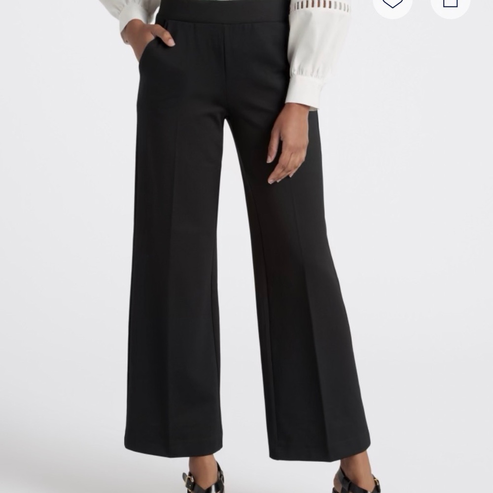 Wide-Leg Black Pull-On Trousers